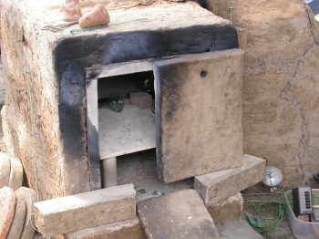 11. The oven with a door removed.