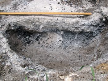 11. Section through contents of right-hand ash pit showing the distinct junction between ash and charcoal.