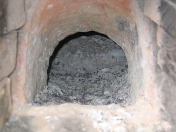 6. Ash inside the firing chamber.