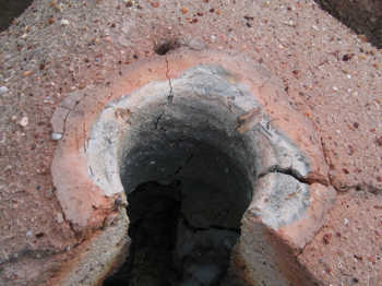16. The top of the furnace showing the start of the erosion.
