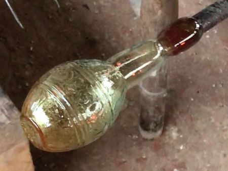 Small mould-blown bottle: the bottle before puntying