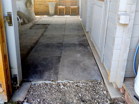 A temporary surface at the doorway